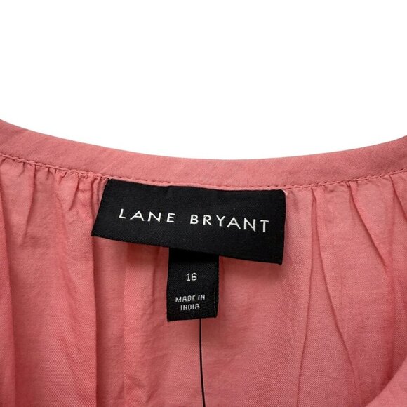 LANE BRYANT Pink Peasant Blouse Size 16 Cotton Eyelet Long Sleeve Womens Top NWT - Picture 6 of 9
